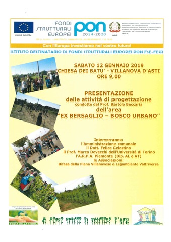 "Il Bosco Urbano di Villanova d'Asti", incontro di presentazione delle attività 